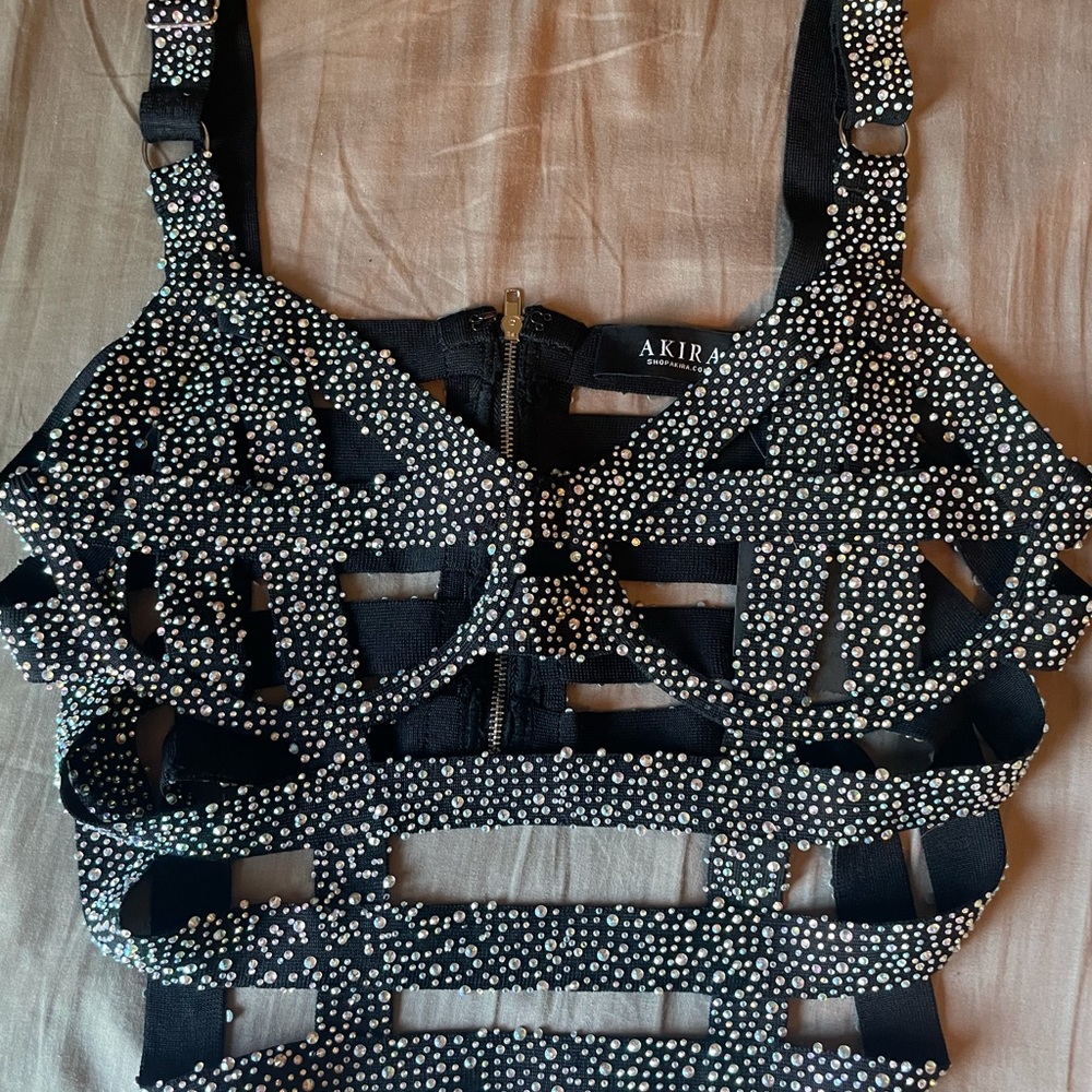 Akira Black Rhinestone Bustier